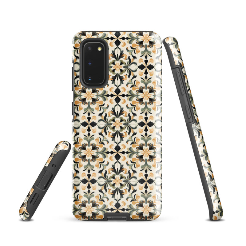 samsung-galaxy-s20. Samsung phone case. Cute phone cases with golden floral design.