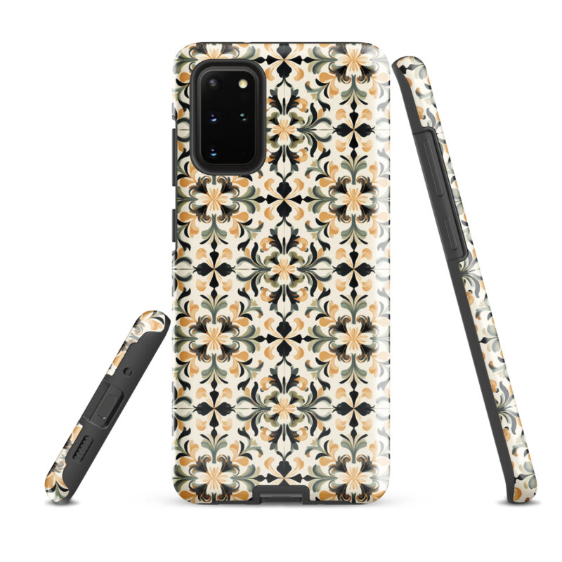 samsung-galaxy-s20-plus. Samsung phone case with cute golden floral design.