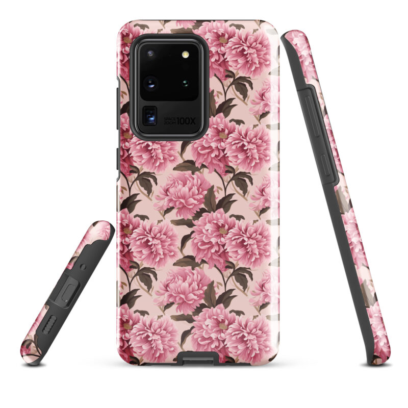 samsung-galaxy-s20-ultra. Samsung phone case with cute pink floral pattern.