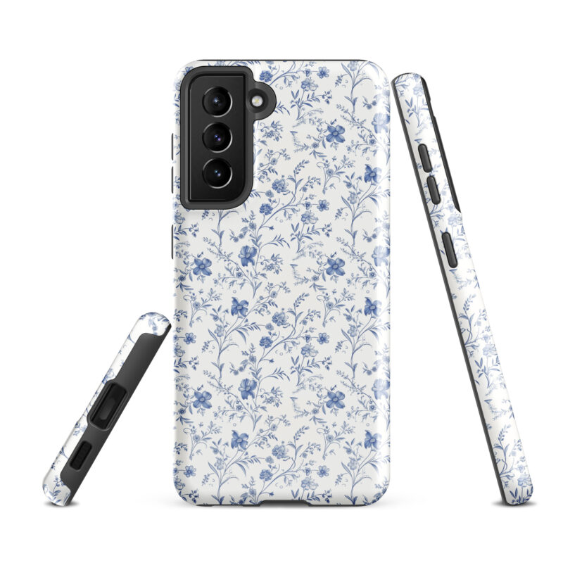 samsung-galaxy-s21-fe. Samsung phone case with chic floral charm pattern.