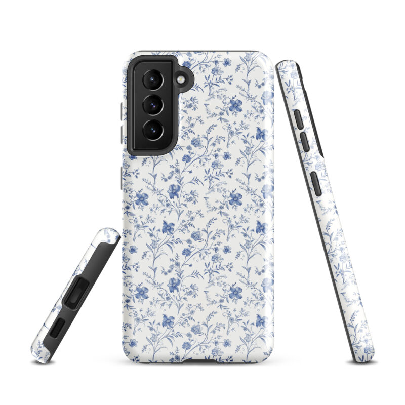 samsung-galaxy-s21. Samsung phone case with chic floral charm pattern.