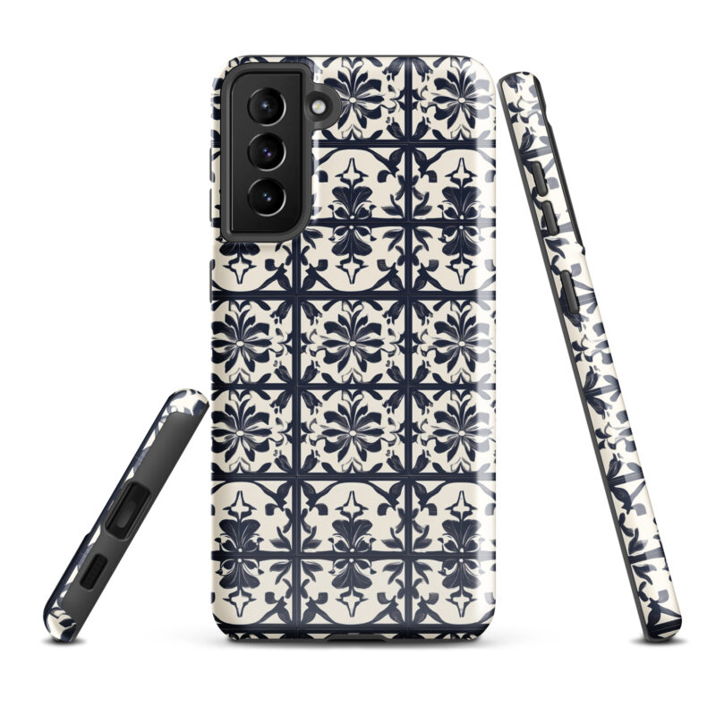 samsung-galaxy-s21-plus. Samsung phone case with cute bloom tiles design.