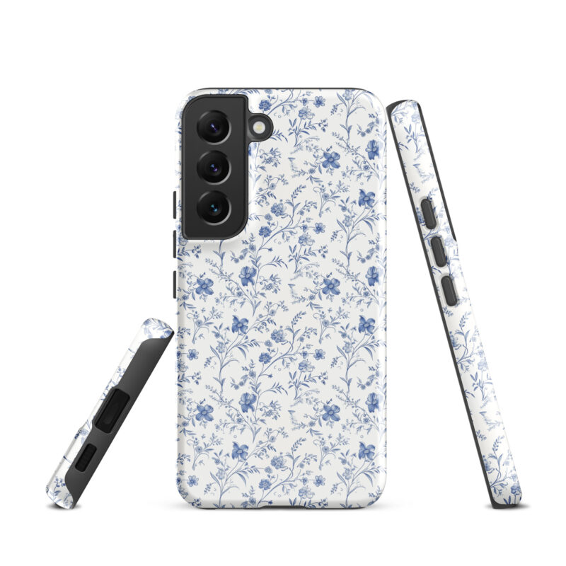 samsung-galaxy-s22. Samsung phone case with chic floral charm pattern.