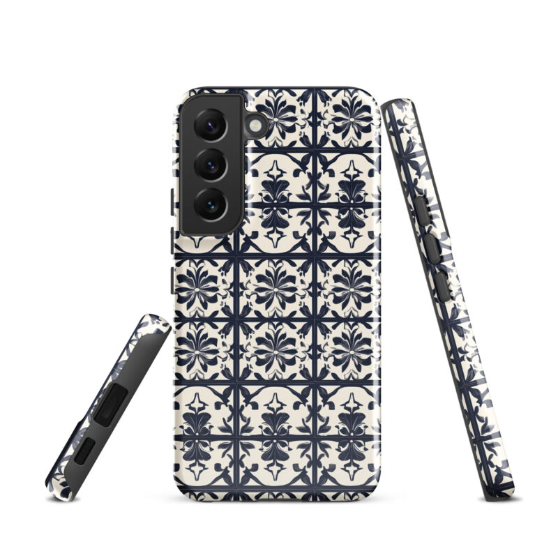 samsung-galaxy-s22. Samsung phone case with chic bloom tiles