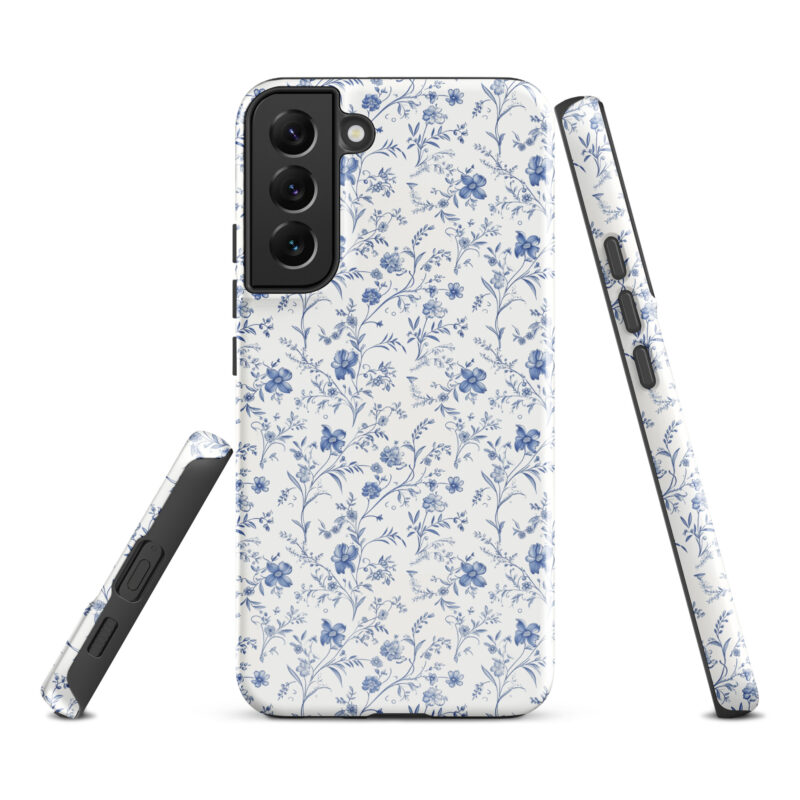 samsung-galaxy-s22-plus. Samsung phone case with chic floral charm pattern.