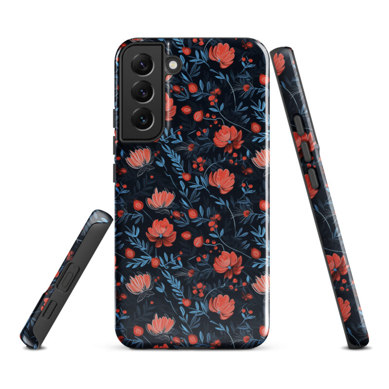 samsung-galaxy-s22. Samsung phone case with cute floral berry design.