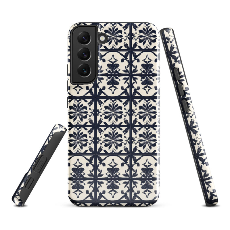 samsung-galaxy-s22-plus. Samsung phone case with cute bloom tiles design.