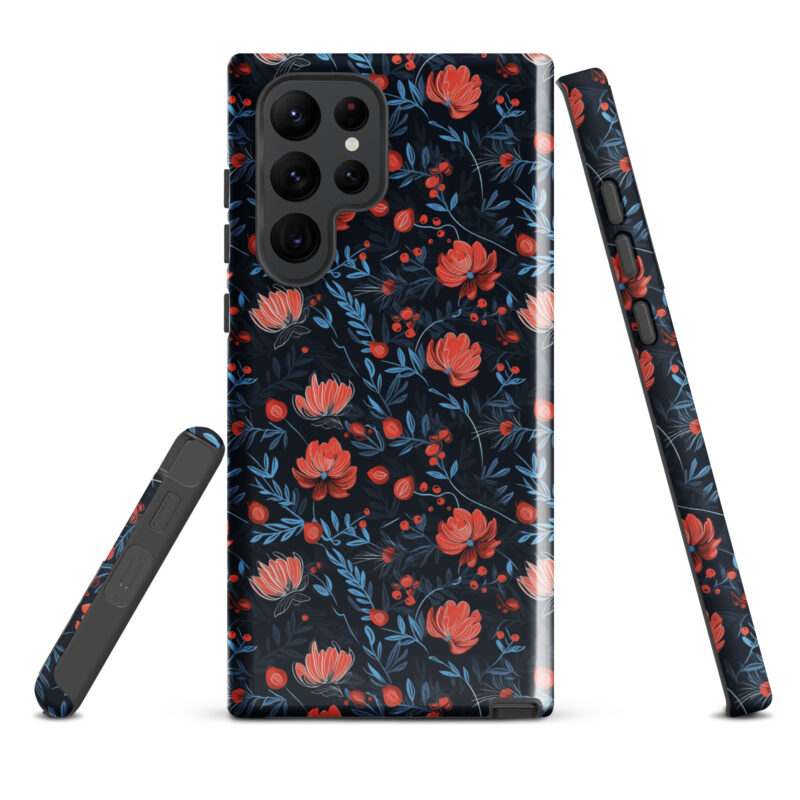 samsung-galaxy-s22-ultra. Samsung phone case with cute floral berry design.