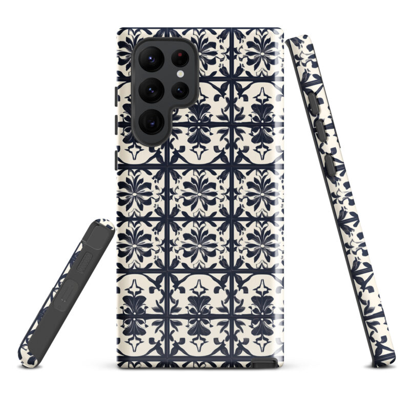 samsung-galaxy-s22-ultra. Samsung phone case with cute bloom tiles design.