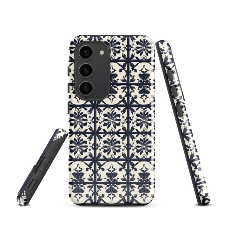 samsung-galaxy-s23. Samsung phone case with cute bloom tile design.