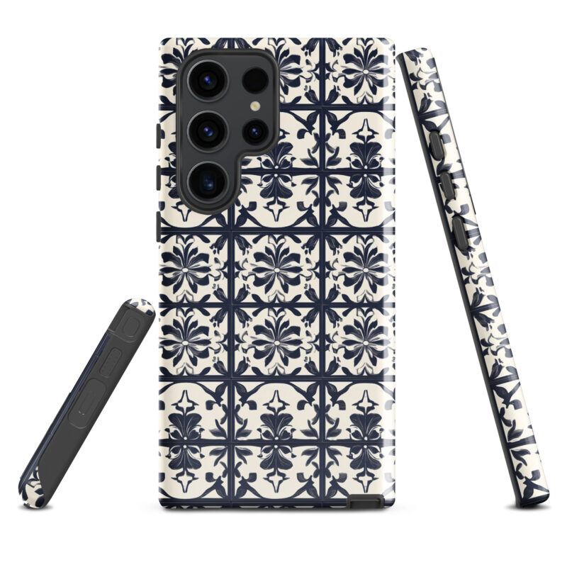 samsung-galaxy-s23-ultra. Samsung phone case with chic bloom tile design.