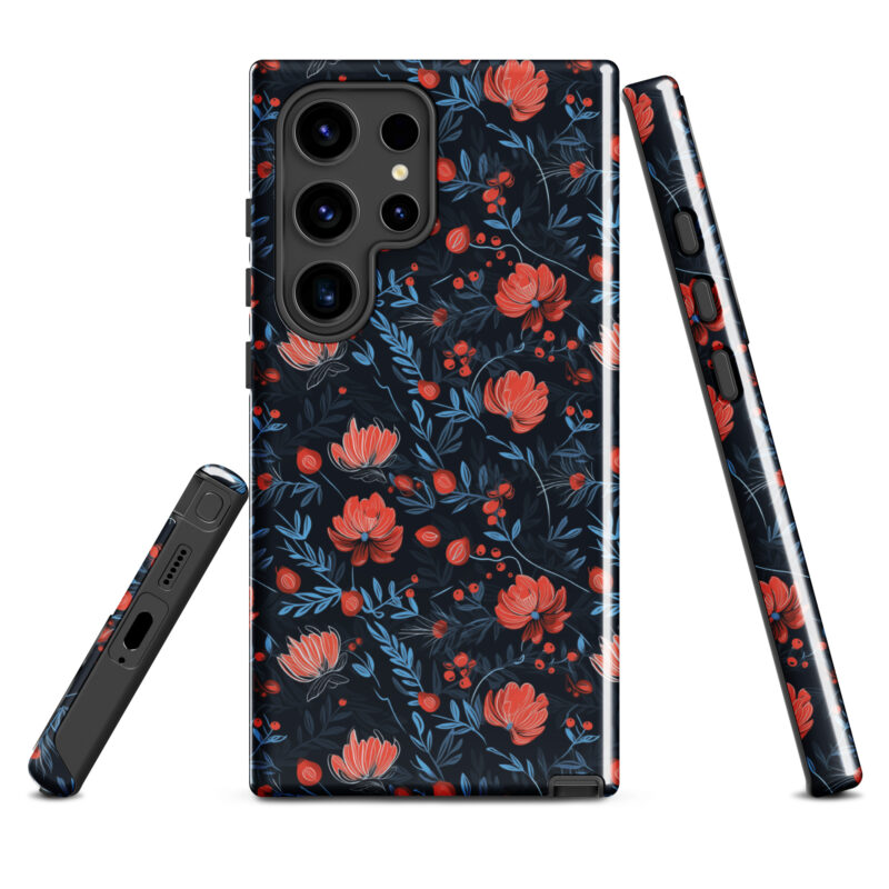 samsung-galaxy-s24-ultra. Samsung phone case with cute floral berry design.