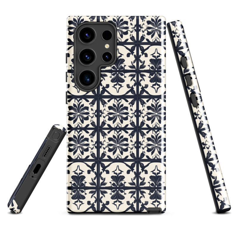 samsung-galaxy-s24-ultra. Samsung phone case with chic bloom tile design.