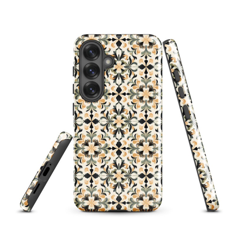 samsung-galaxy-s25. Samsung phone case with cute golden floral design.
