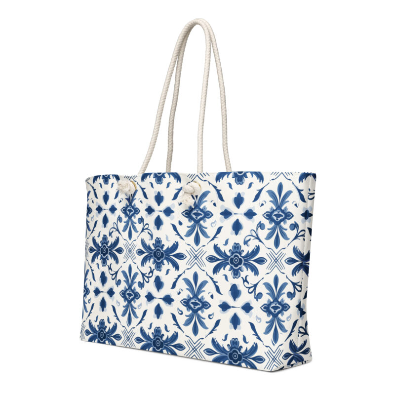 Carry-on luggage. Weekender bag. Portuguese Azulejo Elegance