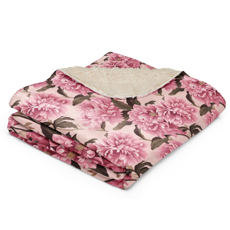 Blush Bloom Elegance – Sherpa Throw Blanket | Cozy Fleece Throw