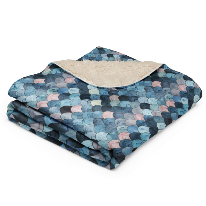 Oceanic Scales – Sherpa Throw Blanket | Cozy Fleece Throw