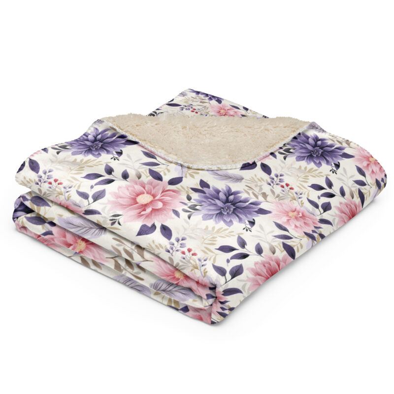 Floral Bliss Glam Sherpa Throw Blanket | Cozy Fleece Throw