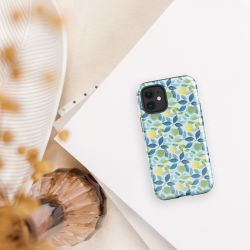 Tough Case for iPhone. iphone-12-mini. iPhone cases. Cute phone cases with lemon design.